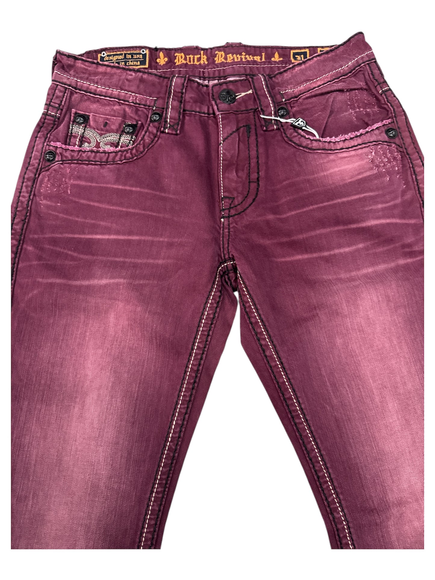 Jeans Rock Revival straight Pierre red wine 31