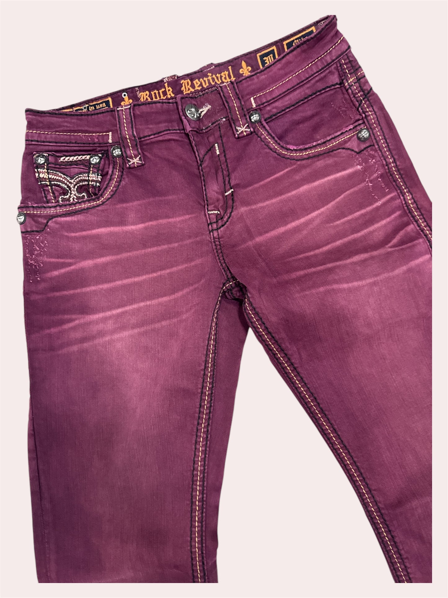 Jeans Rock Revival straight Mike red wine 30