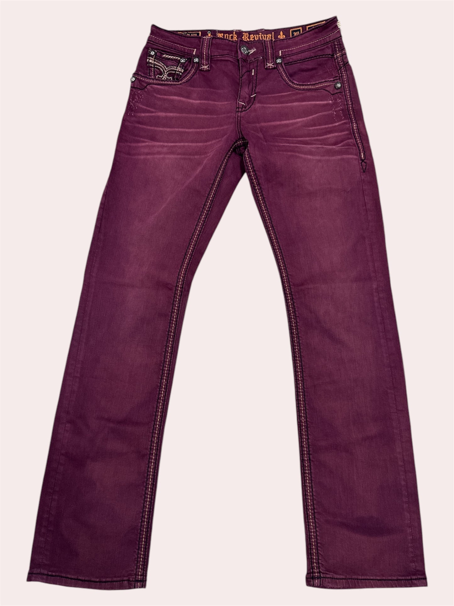 Jeans Rock Revival straight Mike red wine 30